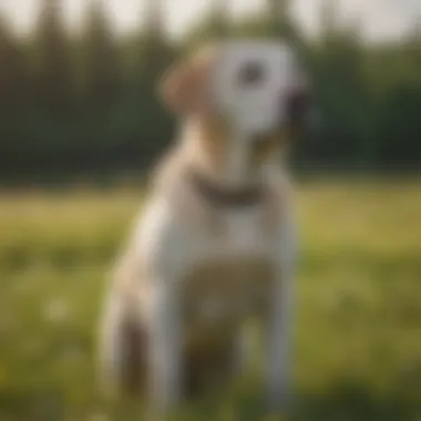 Graceful Labrador in the Serene Meadow Majestic Labrador standing in a meadow