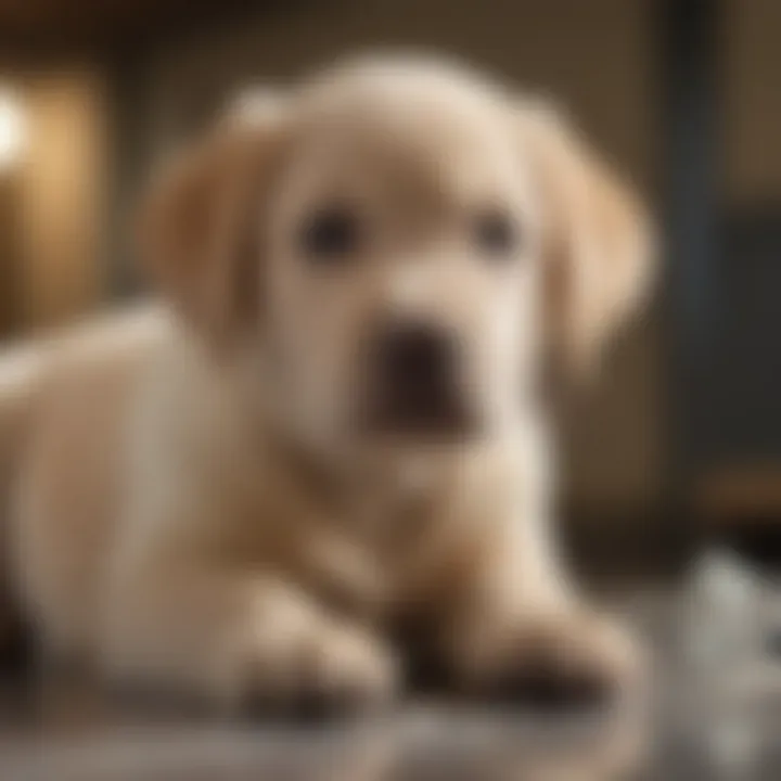 Labrador puppy receiving a health check-up