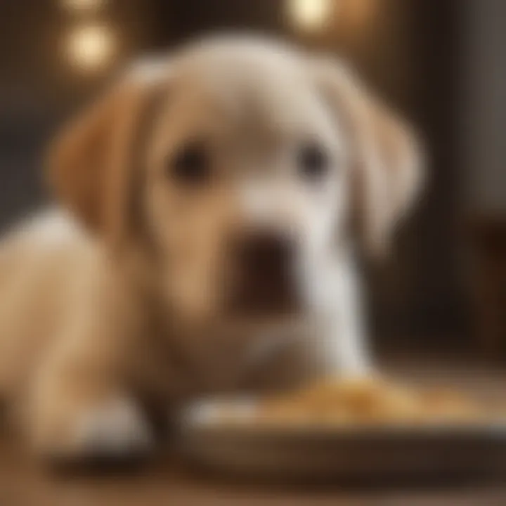 Labrador puppy enjoying a nutritious meal