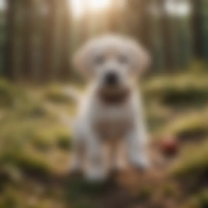 Labrador puppy playing outdoors