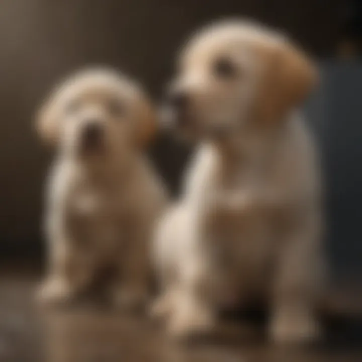 Labrador puppy being trained with positive reinforcement