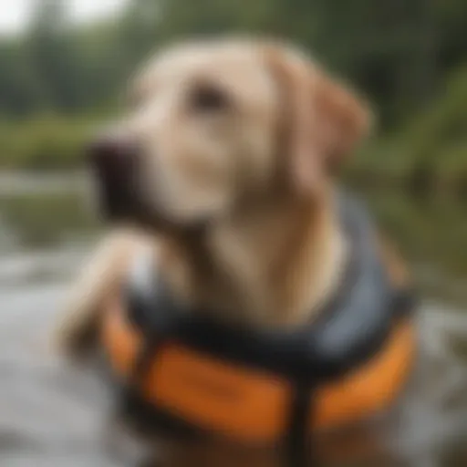 Labrador Retriever in Life Jacket enjoying Water Activity