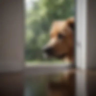 Large dog comfortably fitting through sliding door