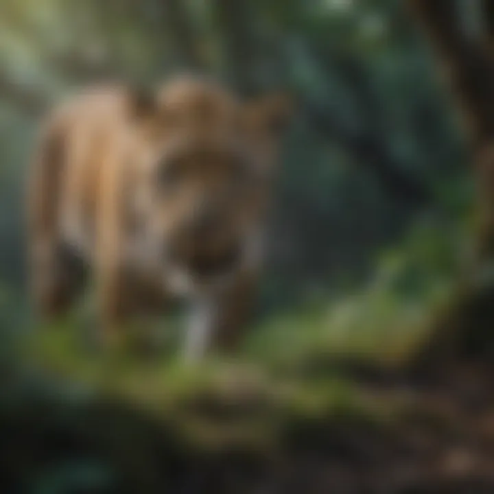 Leopard stalking its prey in the jungle