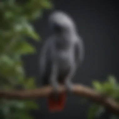 Graceful African Grey Parrot in Natural Habitat Majestic African Grey Parrot perched on a branch