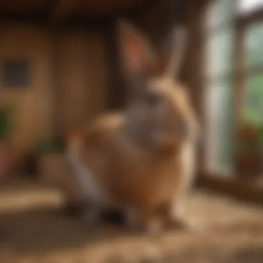 Majestic Giant Flemish Rabbit in Spacious Hutch