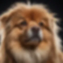 Close-up of a double-coated dog with a shiny coat