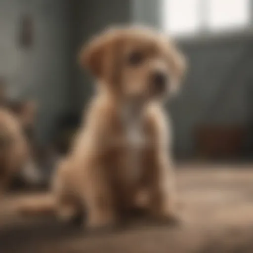 Puppy sitting attentively during training