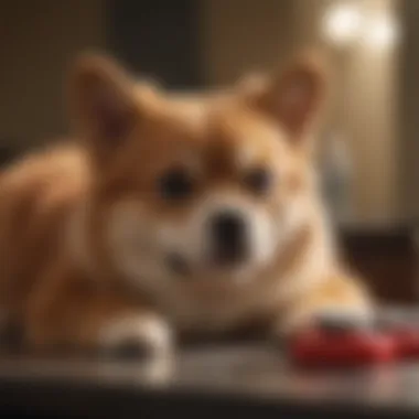 A serene pet enjoying a nail trimming session.