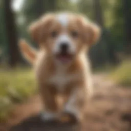 A joyful puppy responding to a command with enthusiasm