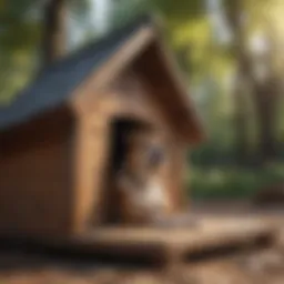 Wooden dog house showcasing natural materials