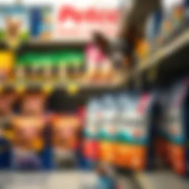 A vibrant display of Instinct dog food products on a Petco shelf