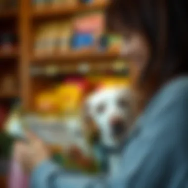 Pet owner reading ingredients on Instinct dog food package