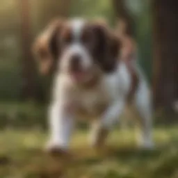 Miniature Springer Spaniel in a playful stance