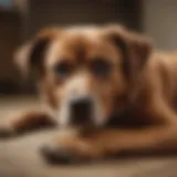A serene dog resting beside its owner, symbolizing companionship.