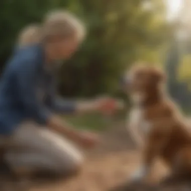 The Joy of Owning an Emotional Support Dog A pet owner interacting joyfully with their emotional support dog in a tranquil environment.