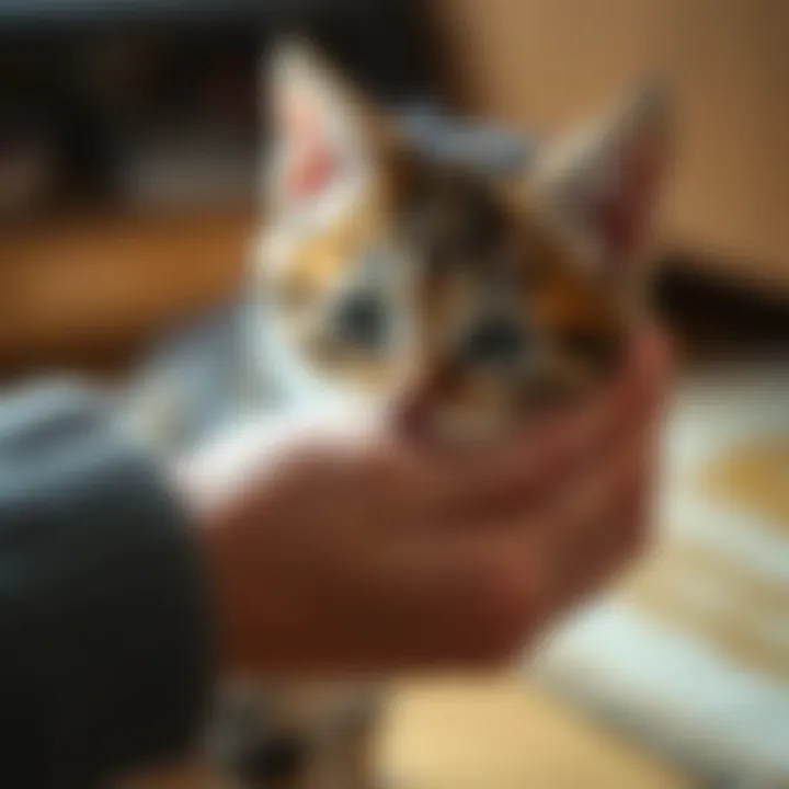 Community resources for pet owners represented by a helping hand