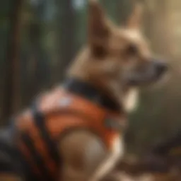 A dog wearing a vest that indicates emotional support status.