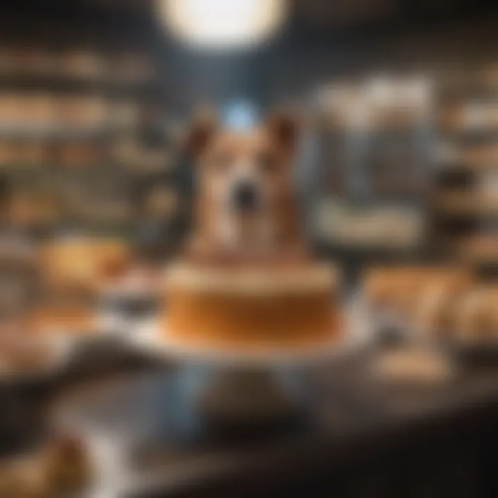 Ingredient selection for healthy dog cakes in a pet-friendly shop