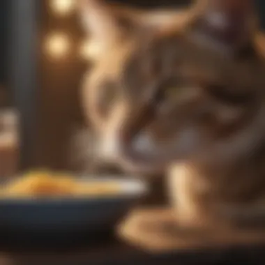 Graceful cat enjoying mealtime