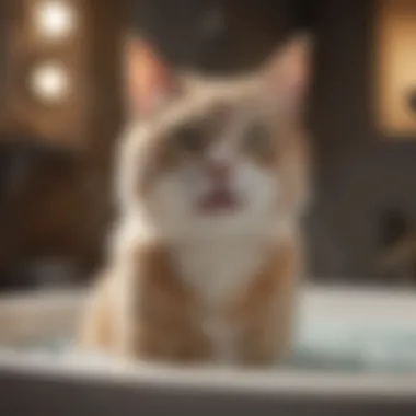 Cat enjoying a soothing bath