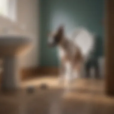 Dog sniffing a designated potty area