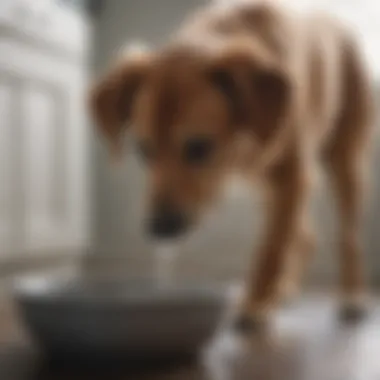 Dog drinking water from a designated bowl