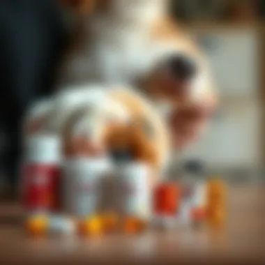Diverse Flea Treatment Options A variety of flea pills displayed with a pet's paw in the background