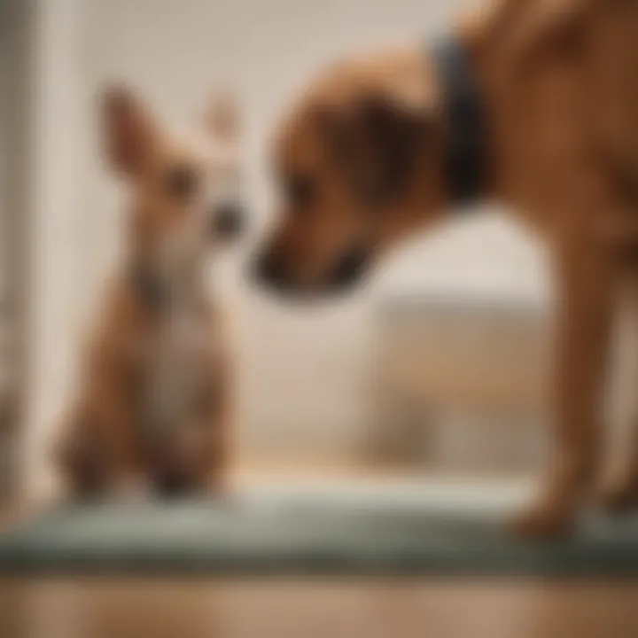 Owner and dog bonding during potty training session