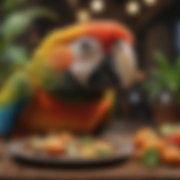 Colorful Parrot Feeding on Nutrient-Rich Food