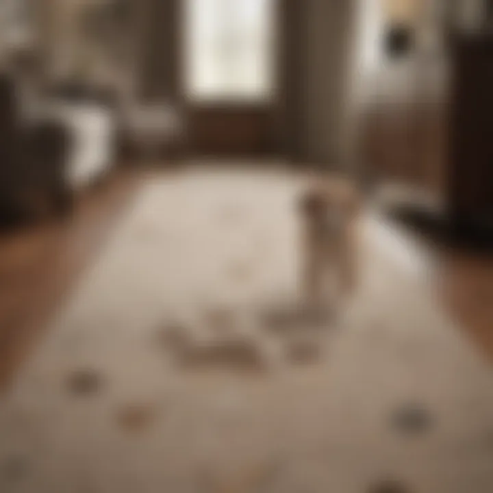 Dog carpet runner with paw prints adding a playful touch to a room