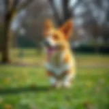 Pembroke Welsh Corgi playing in a park