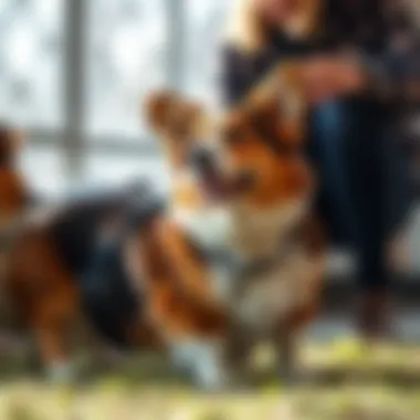 Training Session with a Pembroke Welsh Corgi Pembroke Welsh Corgi with owner during training