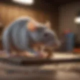 Pet rat playing with interactive puzzle toy