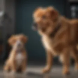 A dog undergoing physical therapy with a therapist