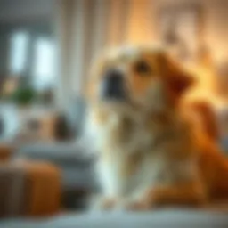 Dog shedding fur in a cozy living room