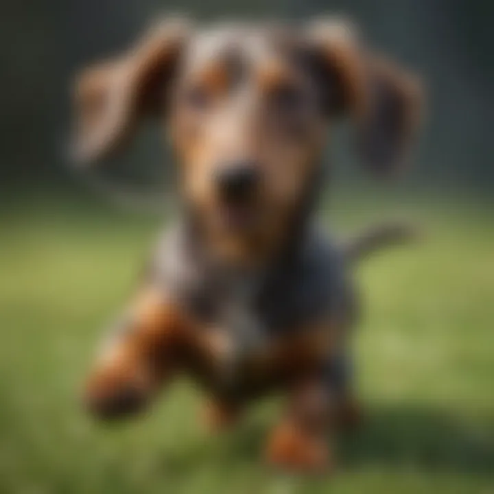 Playful Silky Wire-Haired Dachshund Engaging in Fetch