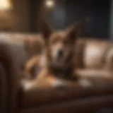 Elegant polyester couch with dog laying comfortably