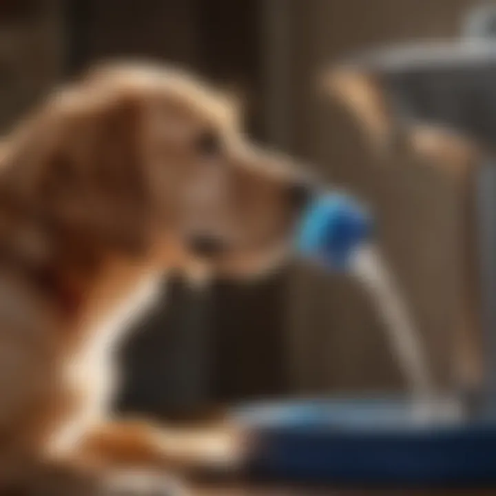 Happy dog drinking from a high-quality automatic waterer