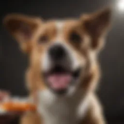 Dog with mouth open ready to receive pill