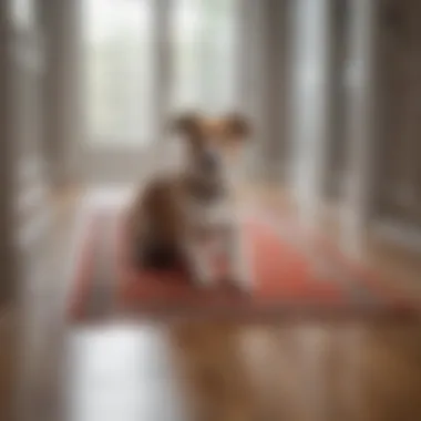 Dog carpet runner protecting hardwood floors in a hallway