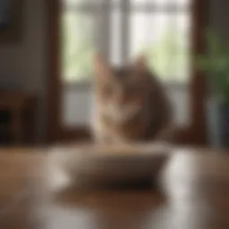 Elegant design of a protective cat bowl