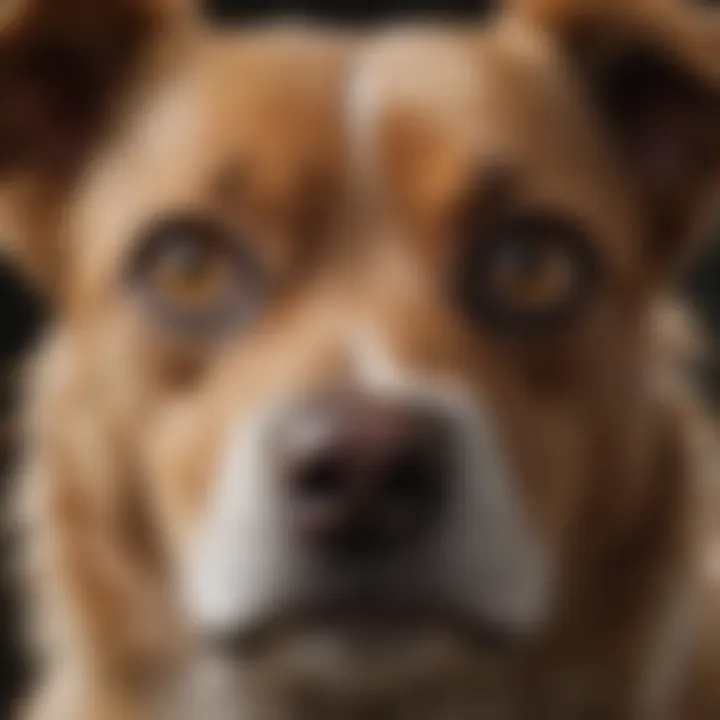 Close-up of dog's expressive bulging eyes