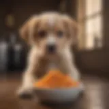 Puppy with a bowl of nutritious food