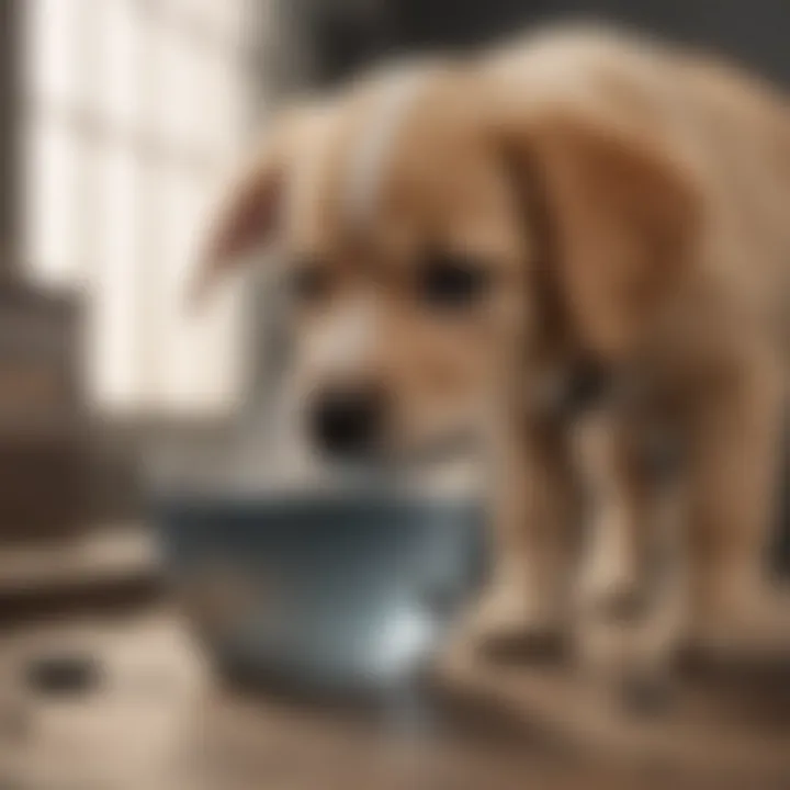 Puppy drinking water from a bowl