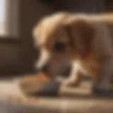 Puppy eating raw food from a bowl