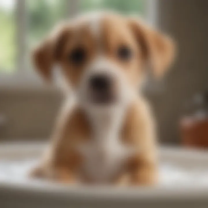 Puppy enjoying natural flea bath