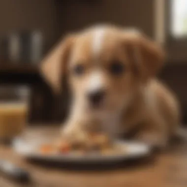 Puppy's Nutritional Delight 6-week-old puppy enjoying homemade meal