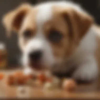 Puppy playing with interactive puzzle feeder