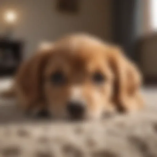 Adorable puppy lying down on a plush rug